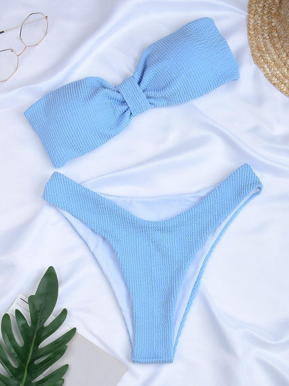 Women High Waist Bikini Swimsuit Swimwear Female Women Metal Ring Cross Bandage Bikini Set Swimsuit Two Piece Cutout Tie Back Bathing Suit Thong Bikini Set Bathing Suit Bather